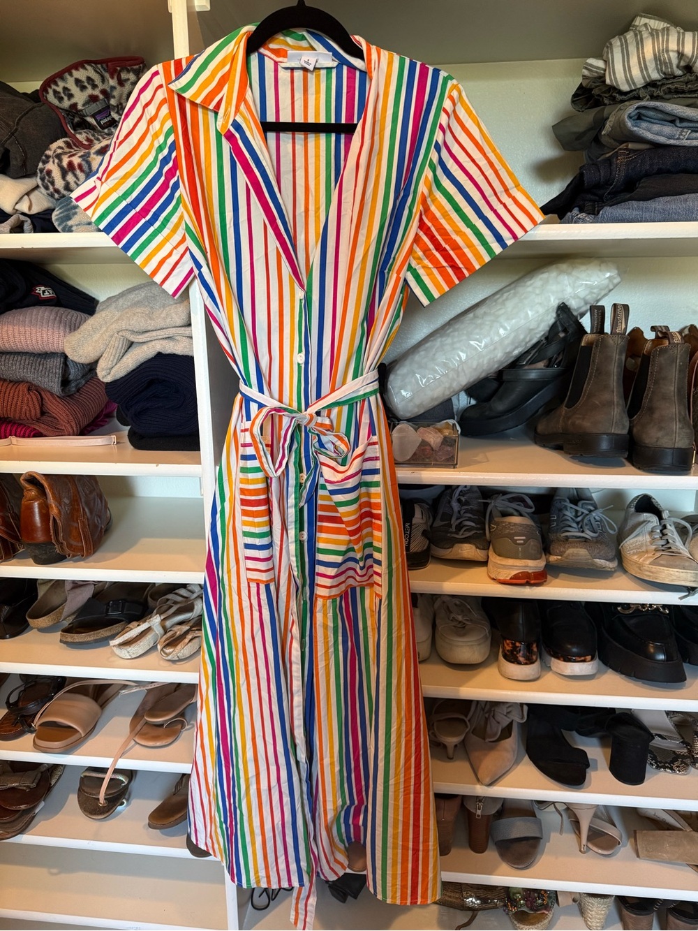 Christopher John Rogers x Target Rainbow Striped Maxi Shirt Dress